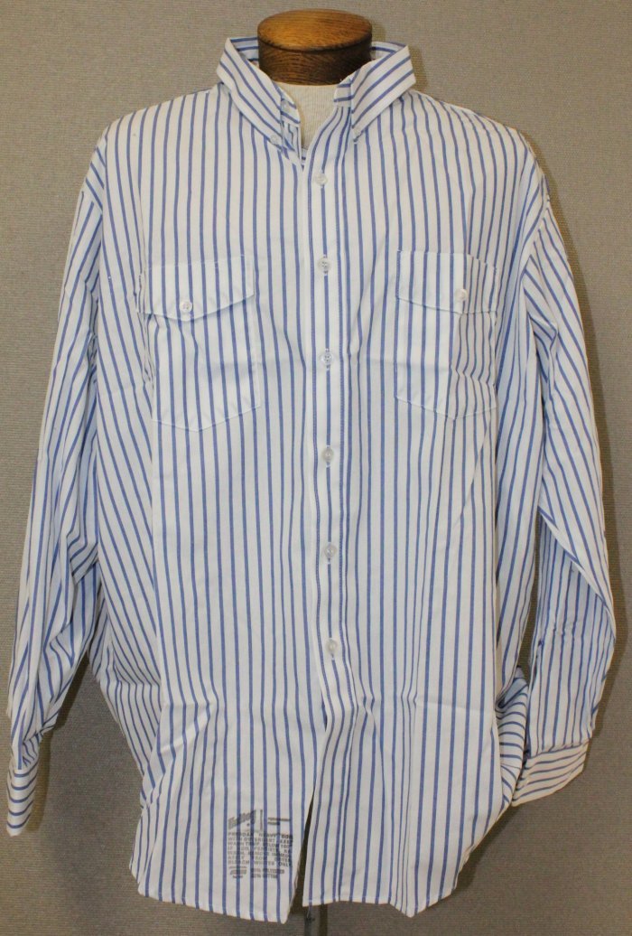 New CINTAS Uniform Work Shirt White Bold Blue Long Sleeve Size-14-14.5