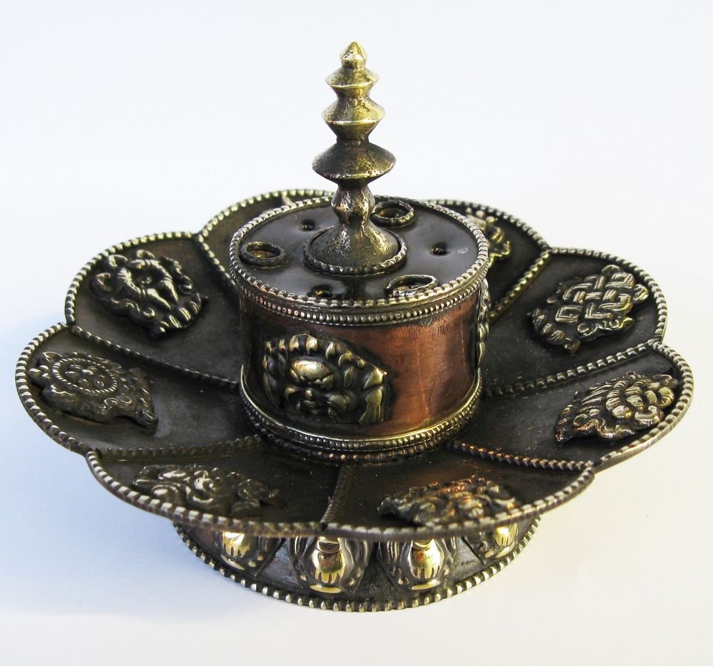 Copper Antiquated Tibetan Buddhist Incenses/Incense Stick Burner