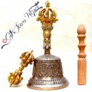 Tibetan Buddhist Meditation 9" Bronze Bell & Vajra /Dorje - 110B
