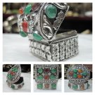 Tibetan Handmade Silver Jewelry Box,Gau, Prayer Box, Gifts from Nepal 100J
