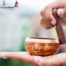 Tibetan Singing Bowl - 3" Handcrafted design Made in Nepal - Red