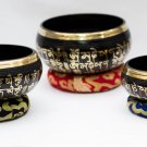 Chakra Healing Singing Bowls -Tibetan Singing Bowl Sets of 3 - Black Chakra Set