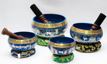 Chakra Healing Singing Bowls -Tibetan Singing Bowl Sets of 4 - Blue Chakra Set
