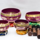 Tibetan Chakra Hand Beaten Singing Bowl - Hand Beaten Healing Set - Set of 4