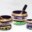 Tibetan Singing Bowl Sets of 3 - Chakra healing Singing Bowl - Blue