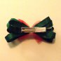 Handmade Christmas Hair Bow Green with Red Tulle