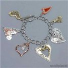 Chunky Heart Charm Fashion Costume Jewelry Toggle Bracelet "Matches Necklace Set