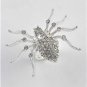 Chunky Silver Spider Charm Clear Crystal Adjustable Fashion Costume Jewelry Ring