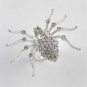 Chunky Silver Spider Charm Clear Crystal Adjustable Fashion Costume Jewelry Ring