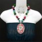 Chunky Bib Rose Turquoise Charm Earrings Necklace Set Fashion Costume Jewelry