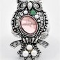 Chunky Owl Charm Silver Stretch Ring Fashion Costume Jewelry Match Necklace Set