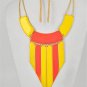 Chunky Bib Gold Orange Yellow Epoxy Earring Necklace Set Fashion Costume Jewelry