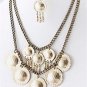 Chunky Bib Gold Ring Charm Chain Earring Necklace Set Fashion Costume Jewelry