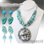 Chunky Bib Turquoise Beaded Charm Earring Necklace Set Fashion Costume Jewelry
