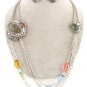 Chunky Colorful Beaded Pearl Charm Earring Necklace Set Fashion Costume Jewelry