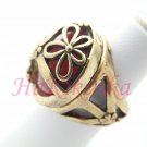 NEW Hollow Peace & Flower Sign w/ Faux Red Gem Statement Ring Size #7 (R5906) 8
