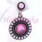 NEW Enamel Round Flower Dangle Earrings with Faux Pink Gem (E5900-PNK) 7