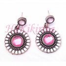 NEW Enamel Round Flower Dangle Earrings with Faux Pink Gem (E5900-PNK) 7