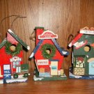 THREE CHRISTMAS BIRDHOUSES