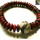 NEW 100% NATURAL BLOOD AMBER W. DZI BEAD BRACELET, GREAT GIFT