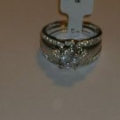 925 Sterling 2.1ctw Round Cut 1 Piece Genuine Briolite Wedding Ring Set