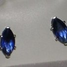 Sterling Silver Marquise Cut Blue Sapphire Stud Earrings