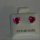 Heart Cut Ruby Stud Earrings Sterling Silver