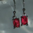 7mmx4mm Emerald Cut Strawberry Topaz Dangle Earrings