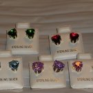 Choice of 1 Sterling Silver 7mm Heart Cut Topaz Amethyst Pink Garnet or Emerald