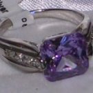 Princess Amethyst & White Topaz Ring Sizes 5 6 7 8 9 10