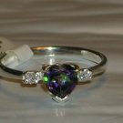 Sterling Heart Cut Mystic Topaz Ring Size 8