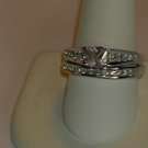 Sterling Silver Princess Cut 2 Piece Genuine Briolite Wedding Ring Set