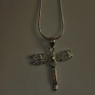 925 Sterling Silver Fire White Opal Dragonfly Pendant Necklace 18" Snake Chain