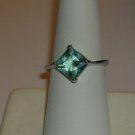 7mm Diamond Cut Teal Blue Topaz Gemstone Ring Size 7