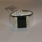 Sterling Mens Genuine Black Onyx White Topaz Ring Size 9 10 11 12 13