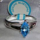 1.4ctww Marquise Cut Genuine Blue Topaz Ring