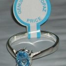 Sterling Genuine Blue Topaz Oval Ring Sizes 5 6 7 8 9