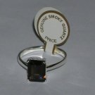 Sterling Silver Emerald Cut Genuine Smokey Quartz Ring Size 6 7 8 9 10