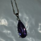Tear Drop Amethyst Pendant Necklace 18" Chain