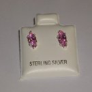 Genuine Sterling Silver 1.1ctww Pink Topaz Marquise Cut Earrings