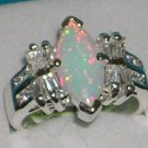 2.3ctww Marquise Cut White Opal & Topaz Ring Size 9