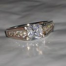 Sterling Silver 6mm Princess Cut Genuine Briolite Engagement Ring Size 5