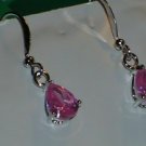 7mm Tear Drop Pink Topaz Dangle Earrings