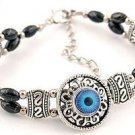Handmade Black Tibetan Silver Bracelet adusts to 8"