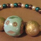 Colorful Aqua and Gold Bracelet
