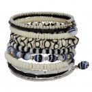 Black and White Ten Turn Bone Bead Bracelet