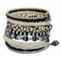 Black and White Ten Turn Bone Bead Bracelet