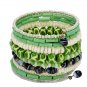 Green Ten Turn Bead and Bone Bracelet Green