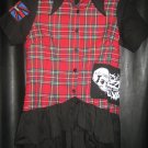 Punk rock goth plaid ruffle skull womens girls top