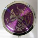 Purse Handbag Double Compact Cosmetic Mirror - Butterfly - Hot Pink